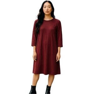 Faded Glory Burgundy Long Sleeve Dress A Line Strappy Keyhole Back 
Size XXL